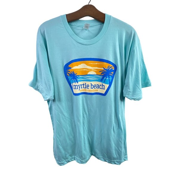 Myrtle Beach South Carolina T-Shirt Large Blue Crewneck Cotton Vacation - Picture 1 of 6